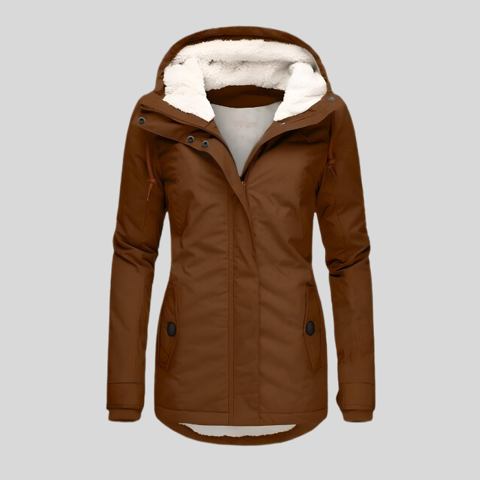 Valenzora | Stylish winter jacket – with hood & cozy faux fur