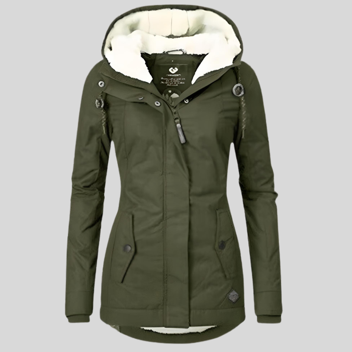 Valenzora | Stylish winter jacket – with hood & cozy faux fur