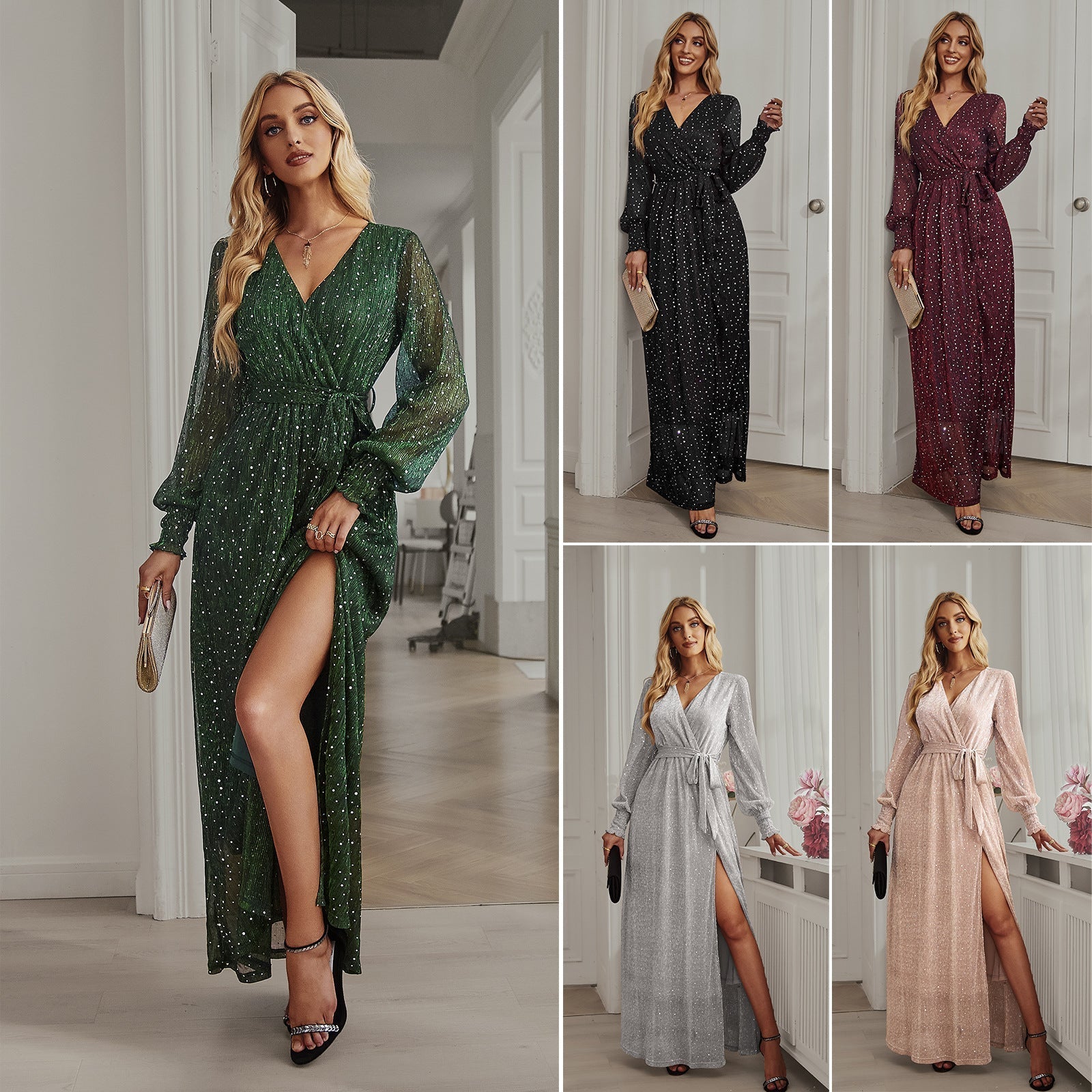 Women's wrap dress with swing hem and side slit, size