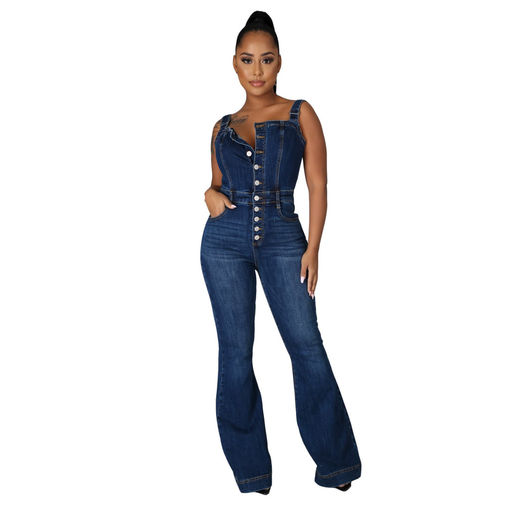 Valenzora | Stylish Denim Flared Jumpsuit for Women
