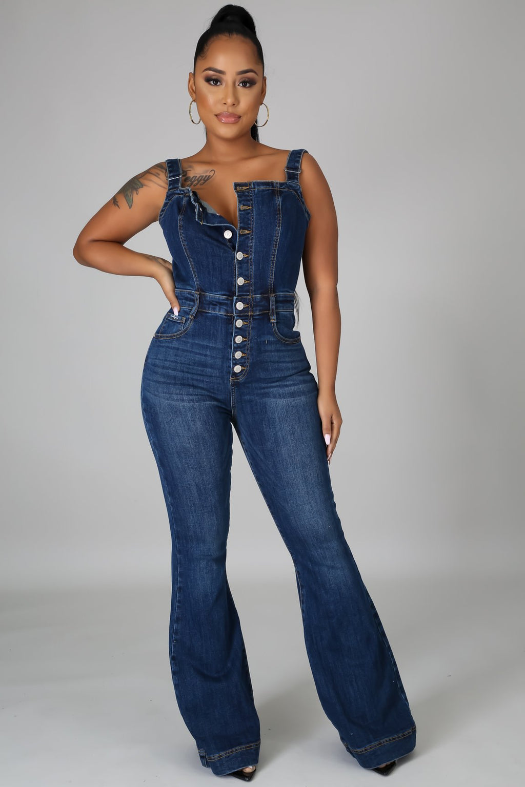 Valenzora | Stylish Denim Flared Jumpsuit for Women