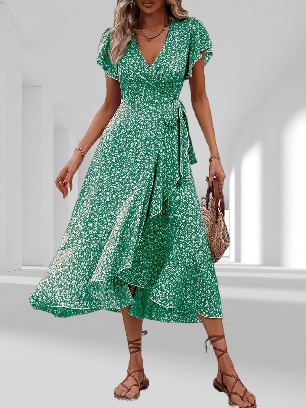 Valenzora | Adored By You Floral Midi Dress with Daisies