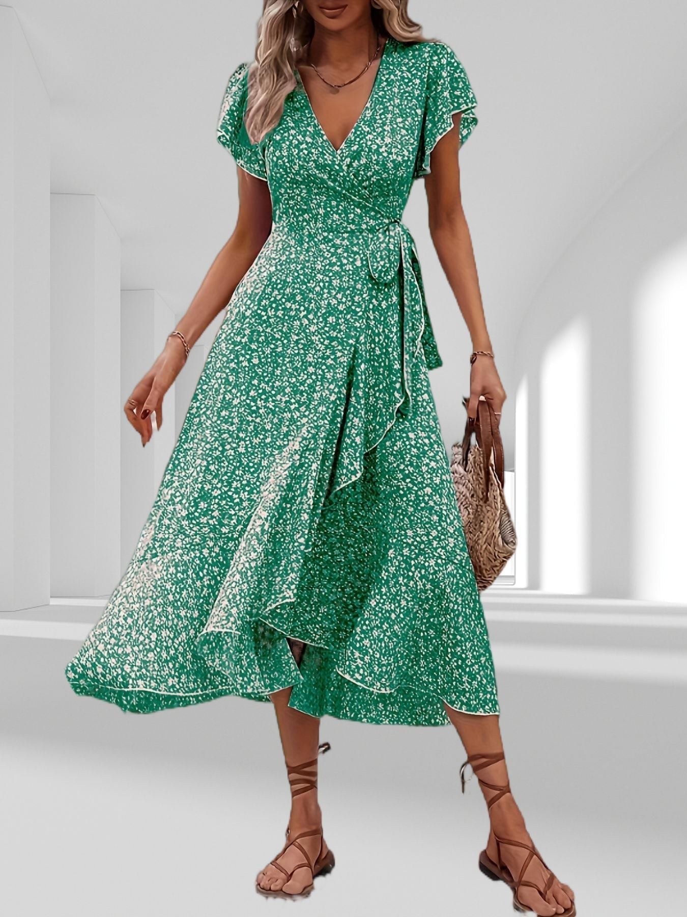 Valenzora | Adored By You Floral Midi Dress with Daisies