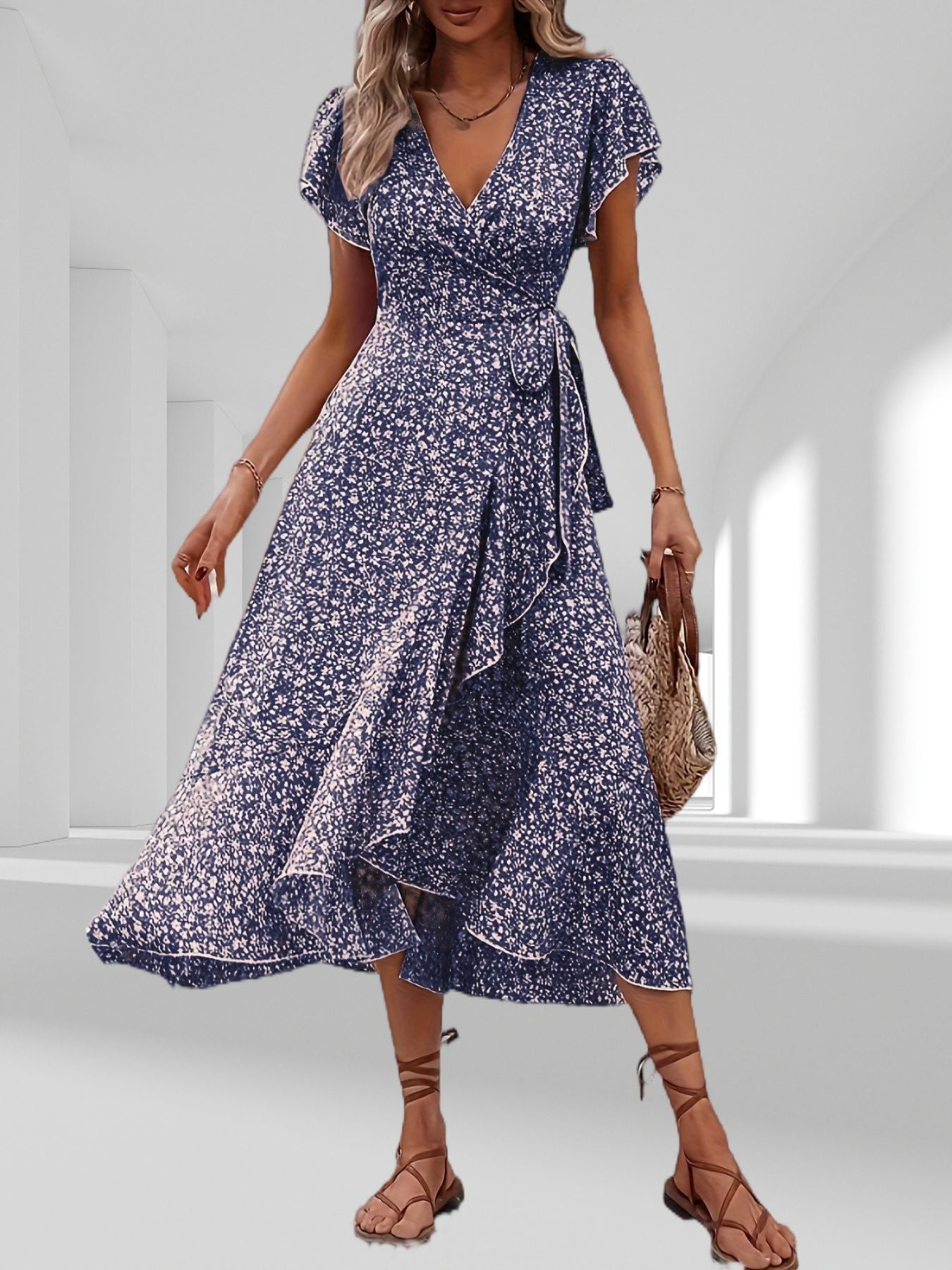 Valenzora | Adored By You Floral Midi Dress with Daisies