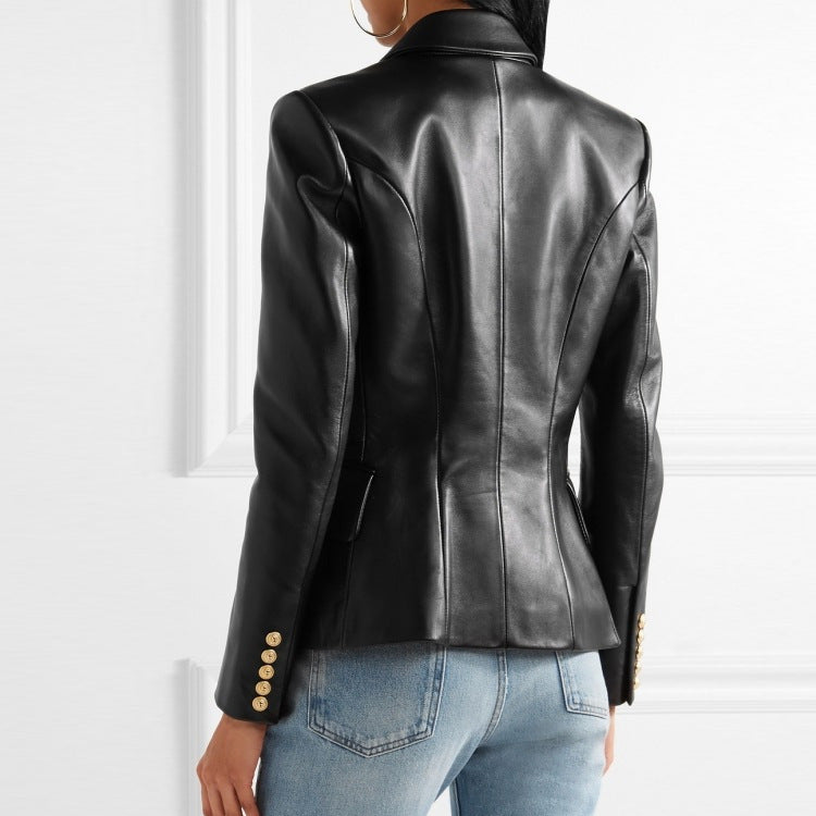 Valenzora | Women's Short Sheepskin Motorcycle Jacket