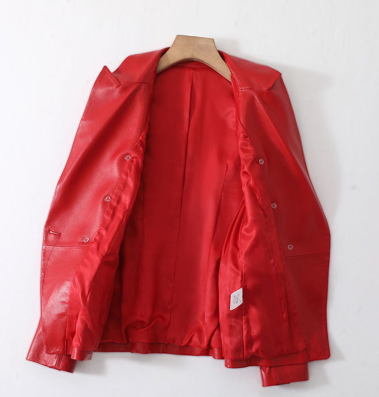 Valenzora | Women's Short Sheepskin Motorcycle Jacket
