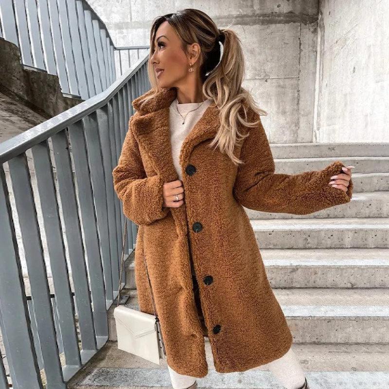 Kunstpelzmantel | Langer Wintermantel für Damen
