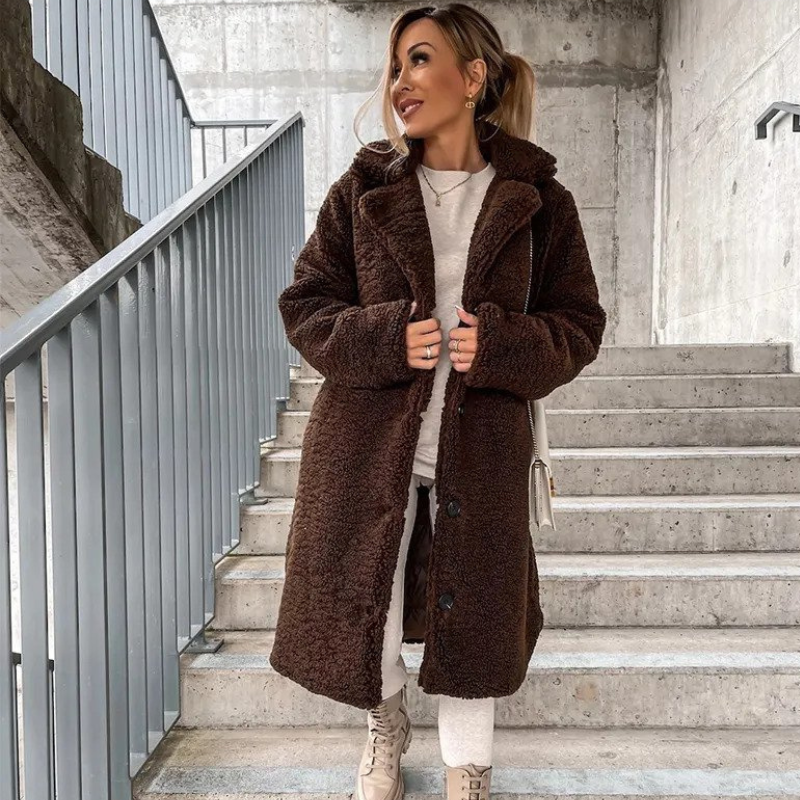 Kunstpelzmantel | Langer Wintermantel für Damen