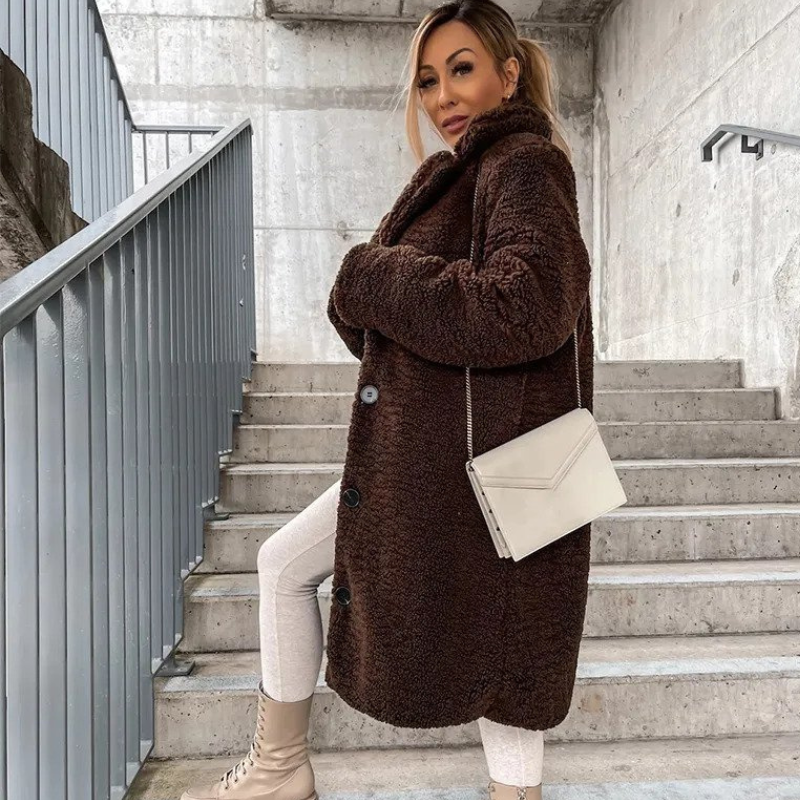 Kunstpelzmantel | Langer Wintermantel für Damen