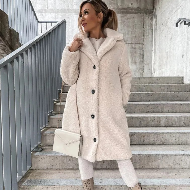Kunstpelzmantel | Langer Wintermantel für Damen