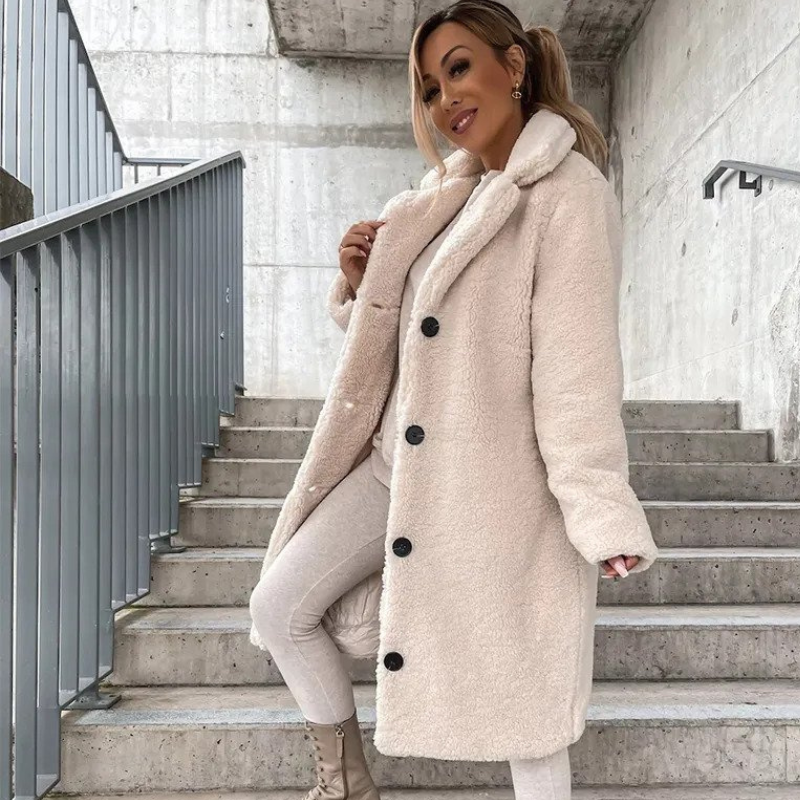Kunstpelzmantel | Langer Wintermantel für Damen