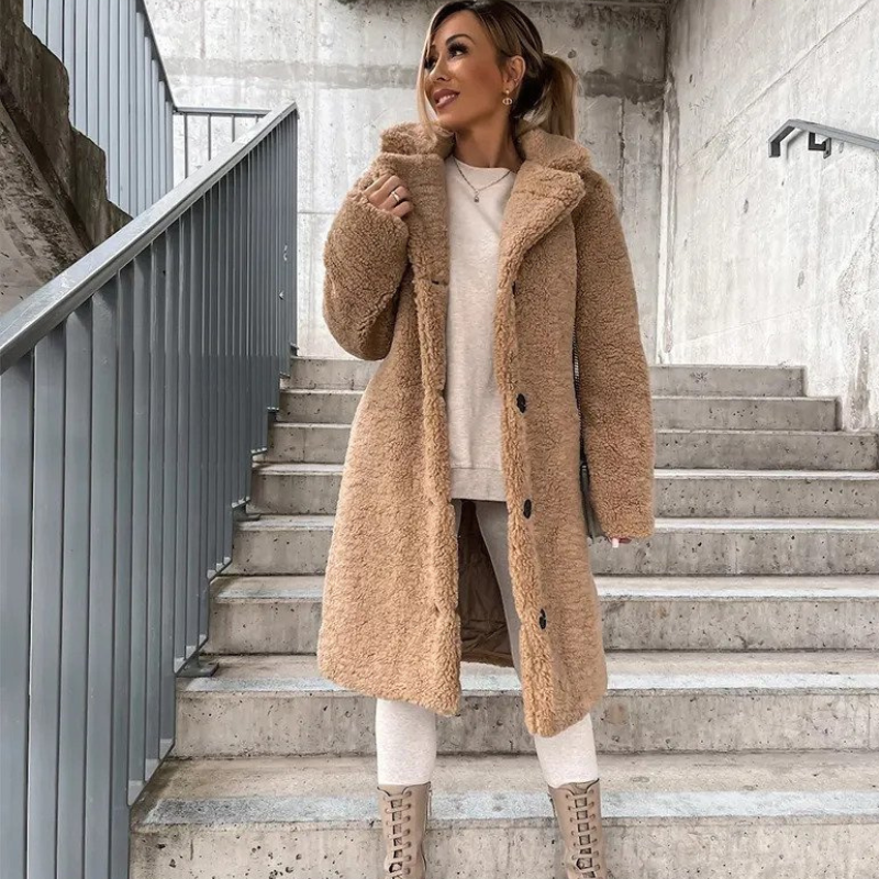 Kunstpelzmantel | Langer Wintermantel für Damen