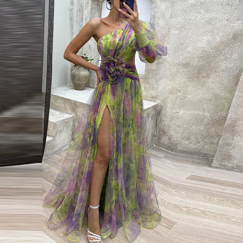 Valenzora | Women's Off-Shoulder Party Dress with Print