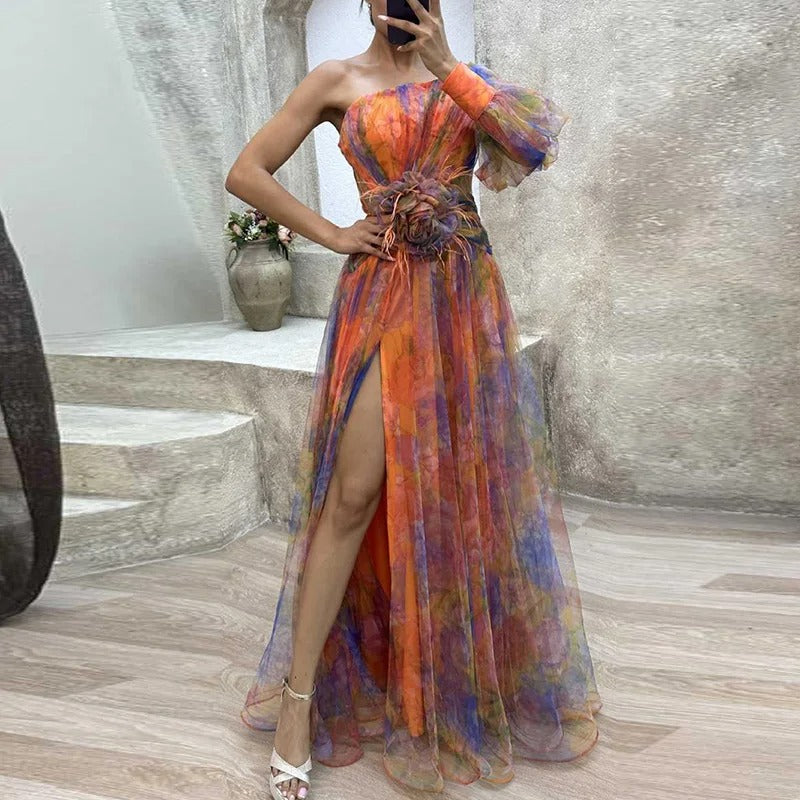Valenzora | Women's Off-Shoulder Party Dress with Print