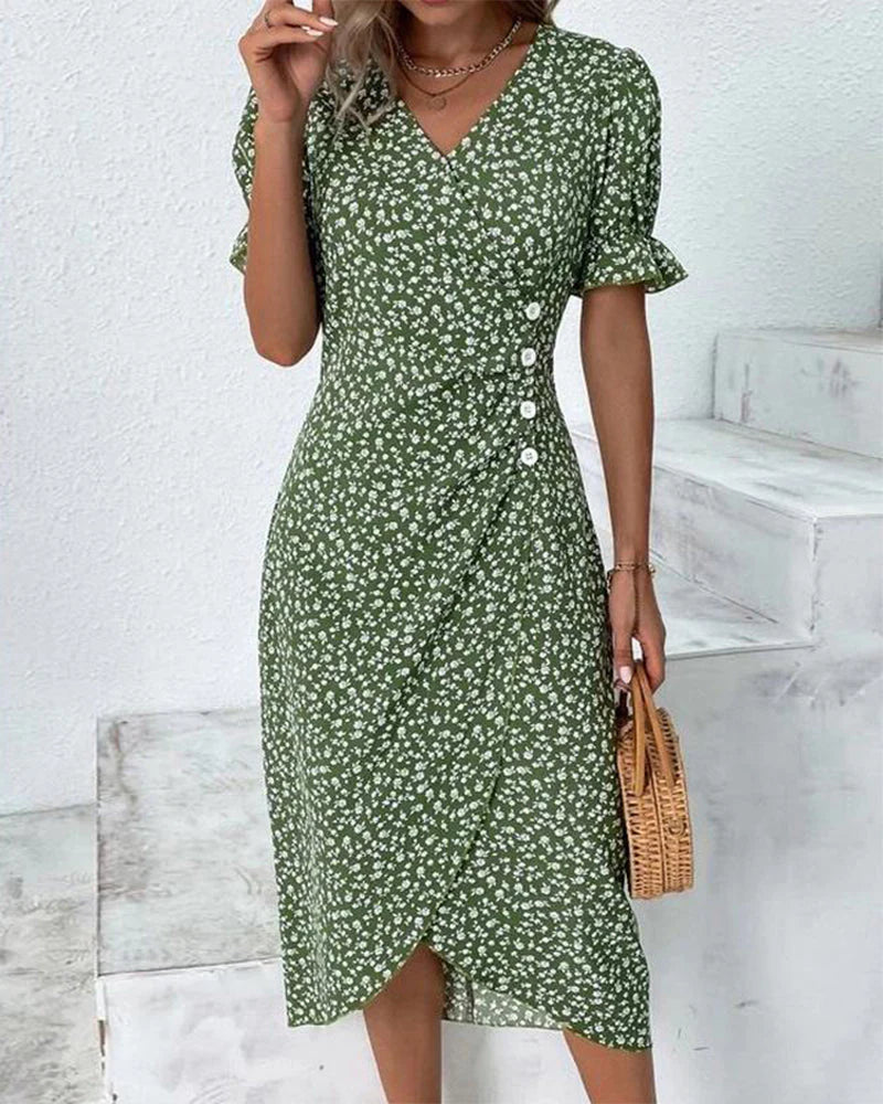 Valenzora - Geblümtes Kleid mit V-Ausschnitt