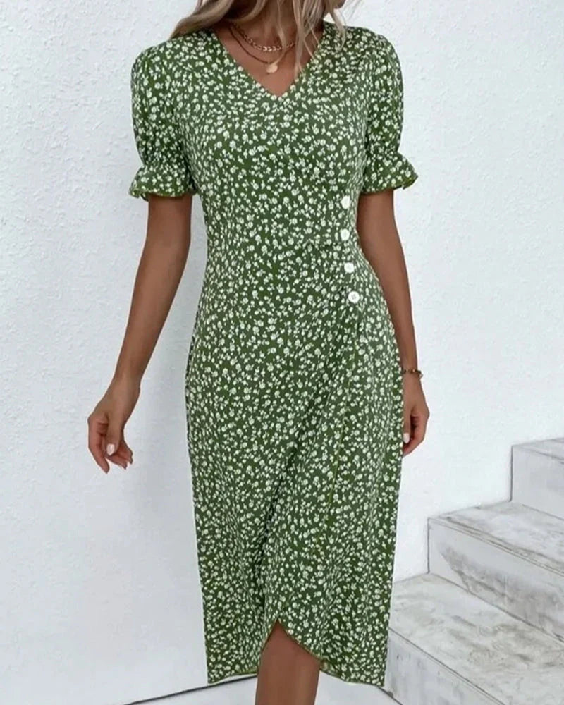 Valenzora - Geblümtes Kleid mit V-Ausschnitt