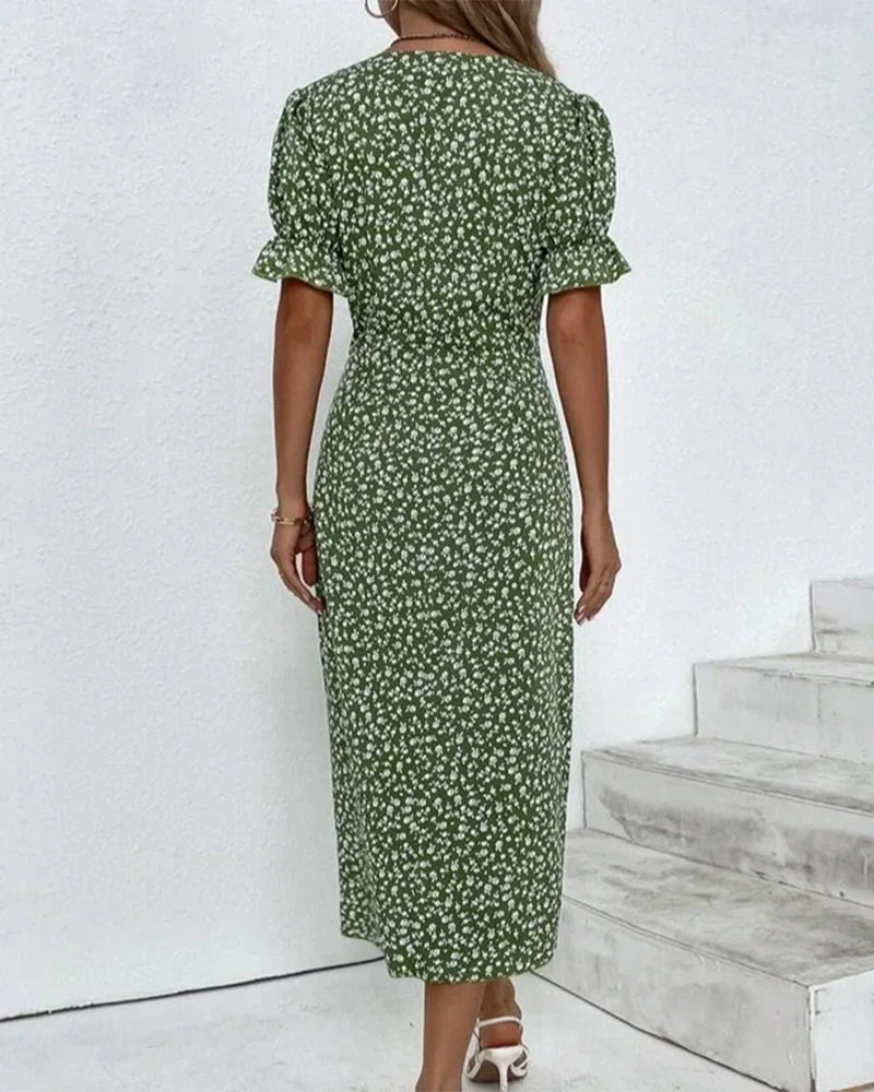 Valenzora - Geblümtes Kleid mit V-Ausschnitt
