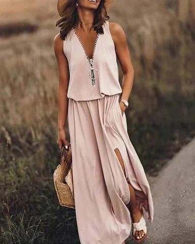 Valenzora | Elegantes und stilvolles V-Ausschnitt-Kleid für Damen
