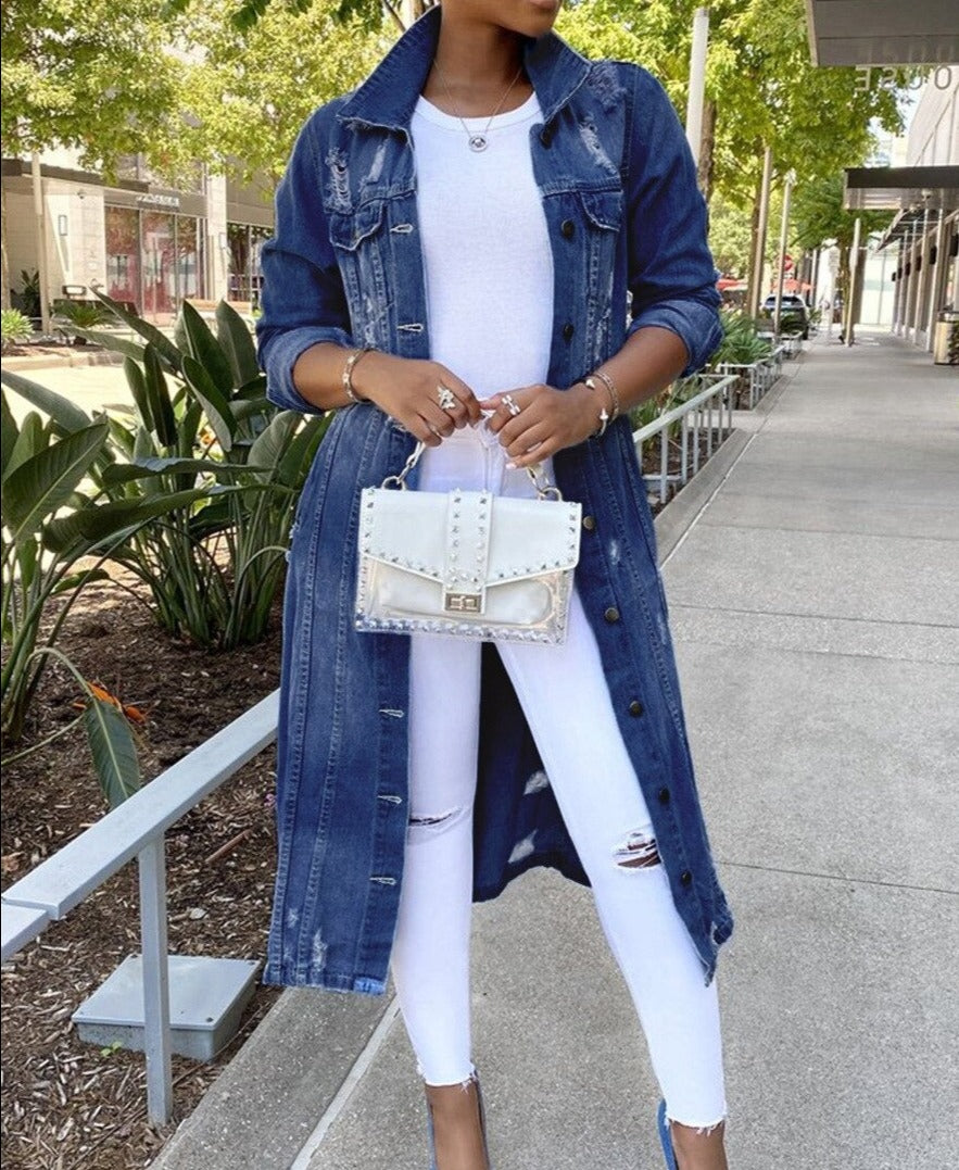 Valenzora - Long women's denim jacket