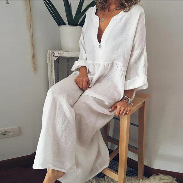Valenzora | Elegantes, locker sitzendes Sommerkleid aus Baumwolle