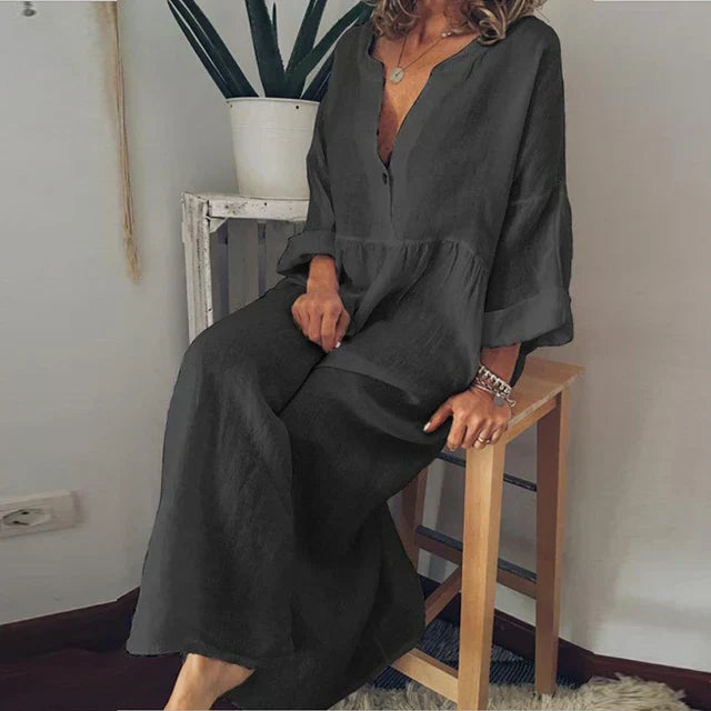 Valenzora | Elegantes, locker sitzendes Sommerkleid aus Baumwolle