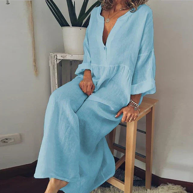Valenzora | Elegantes, locker sitzendes Sommerkleid aus Baumwolle