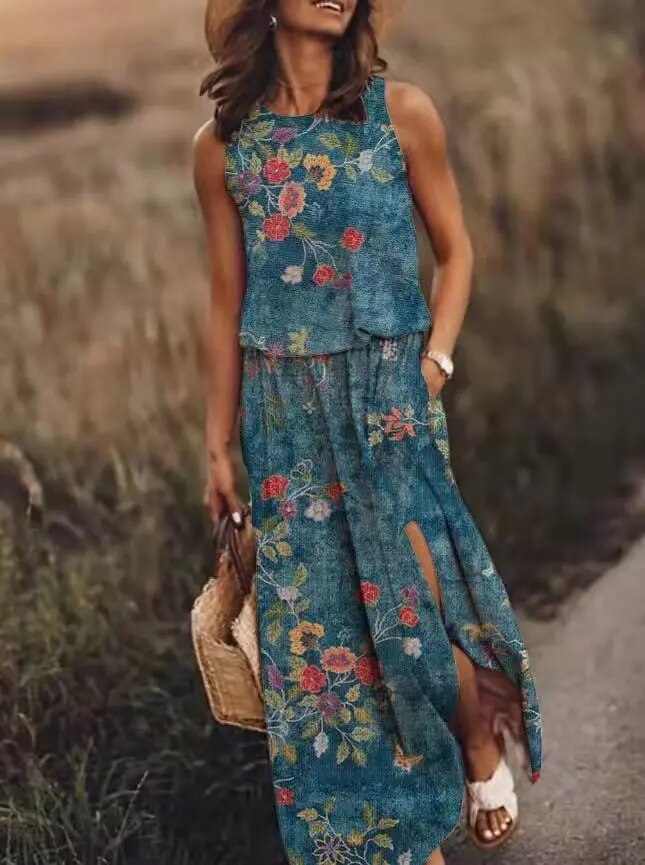 Valenzora | Floral Slit Sun Dress Valenzora | Summer Dress
