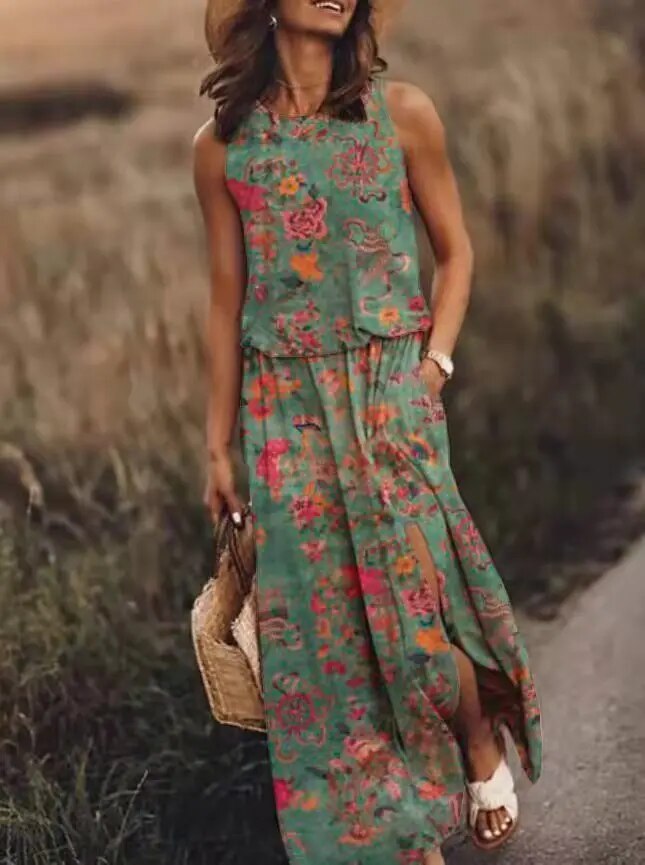 Valenzora | Floral Slit Sun Dress Valenzora | Summer Dress