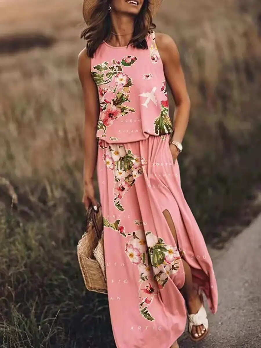 Valenzora | Floral Slit Sun Dress Valenzora | Summer Dress