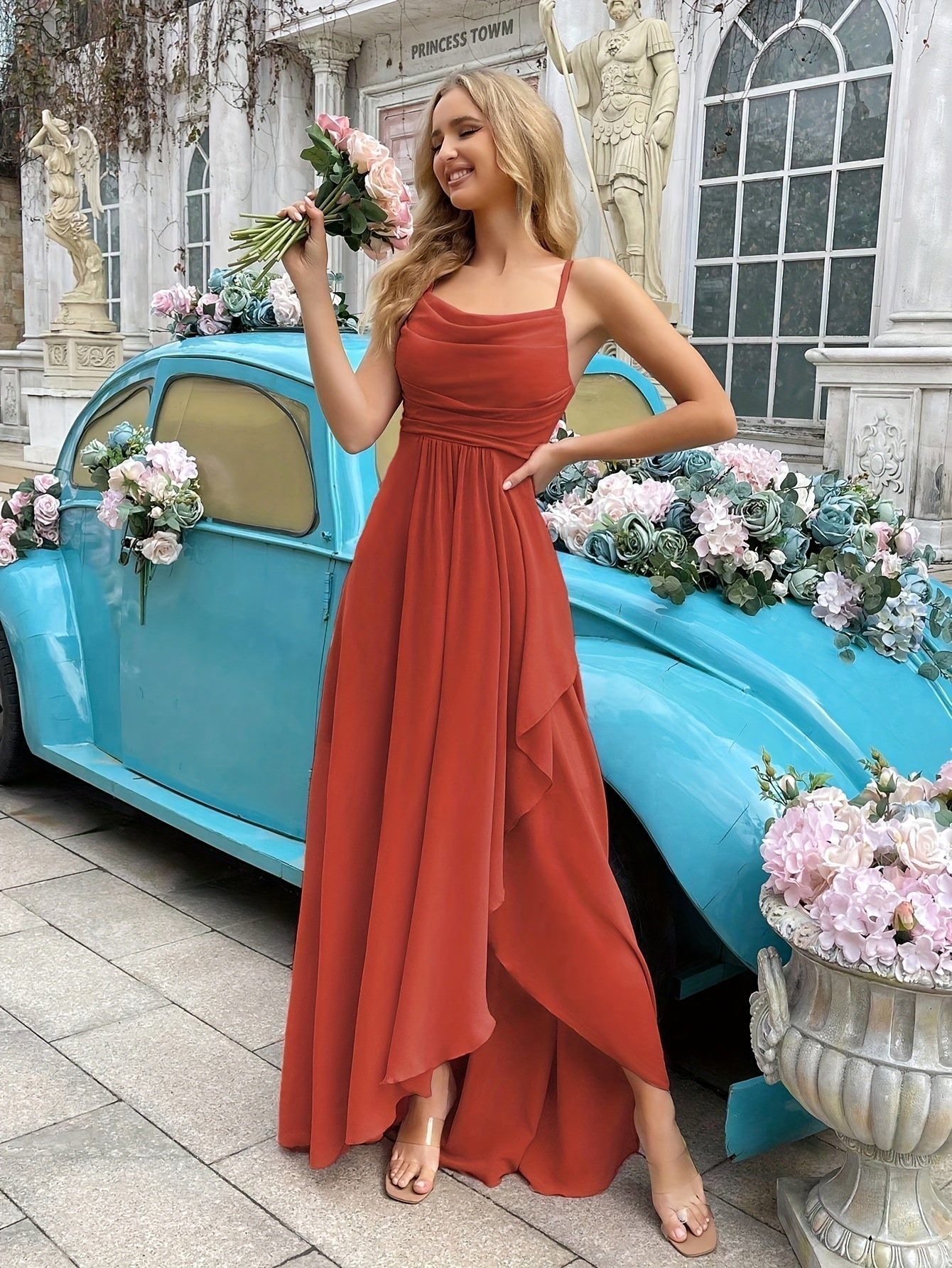 Valenzora | Elegantes, langes Abendkleid mit asymmetrischem Rock