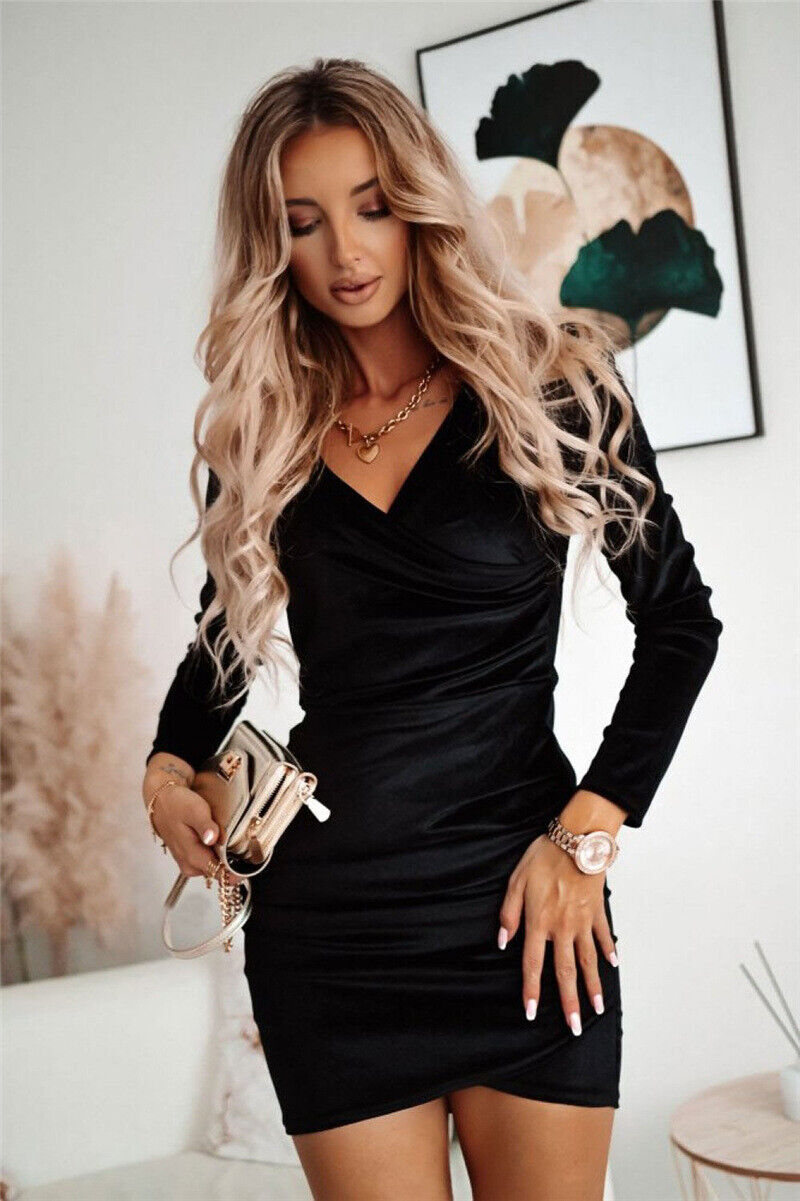 Valenzora | Velvet Party Dress with Long Sleeves is a Must-Have This Season.