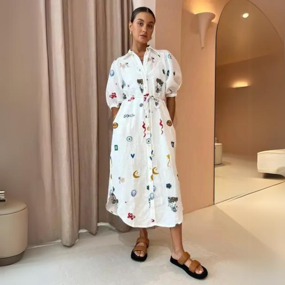 Valenzora | Elegant linen-patterned summer dresses for women