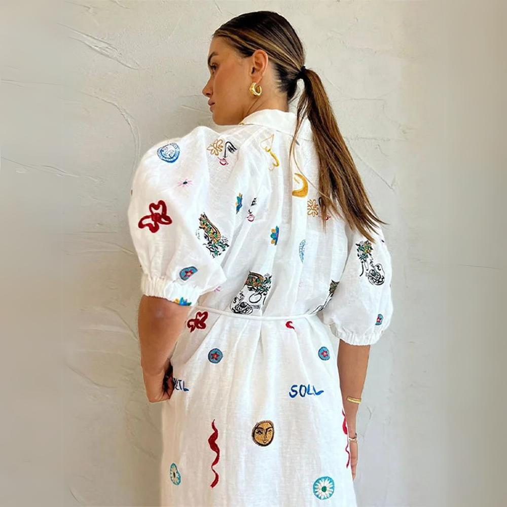 Valenzora | Elegant linen-patterned summer dresses for women