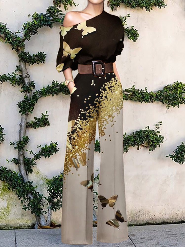 Valenzora | Strapless jumpsuit with floral pattern