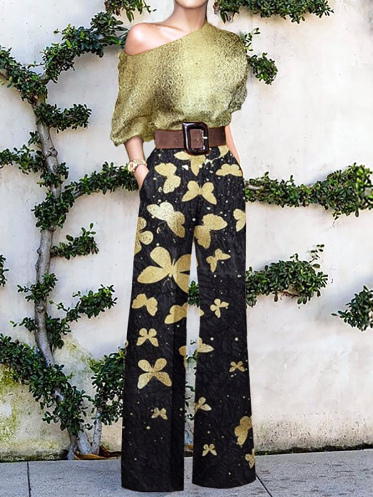 Valenzora | Strapless jumpsuit with floral pattern