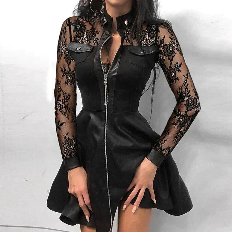 Valenzora | Leather skirt with zipper