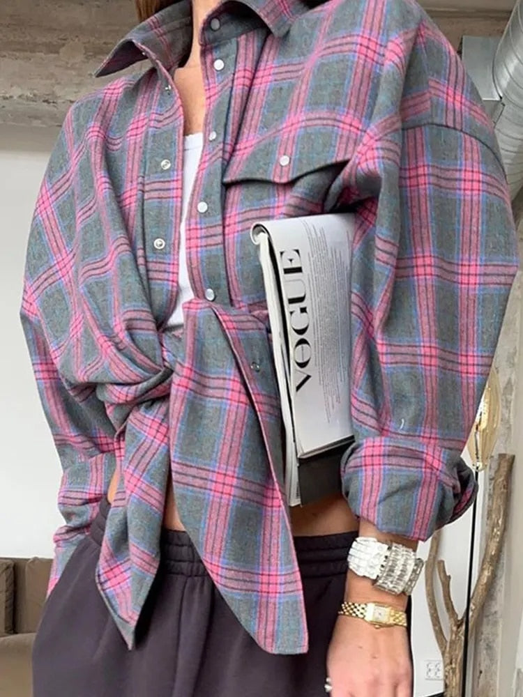 Valenzora Comfort - Oversized vintage-style plaid shirt