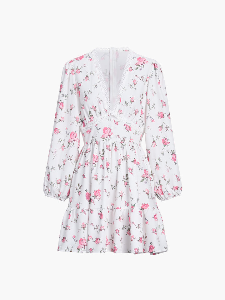 Valenzora | Short floral dress with V-neck