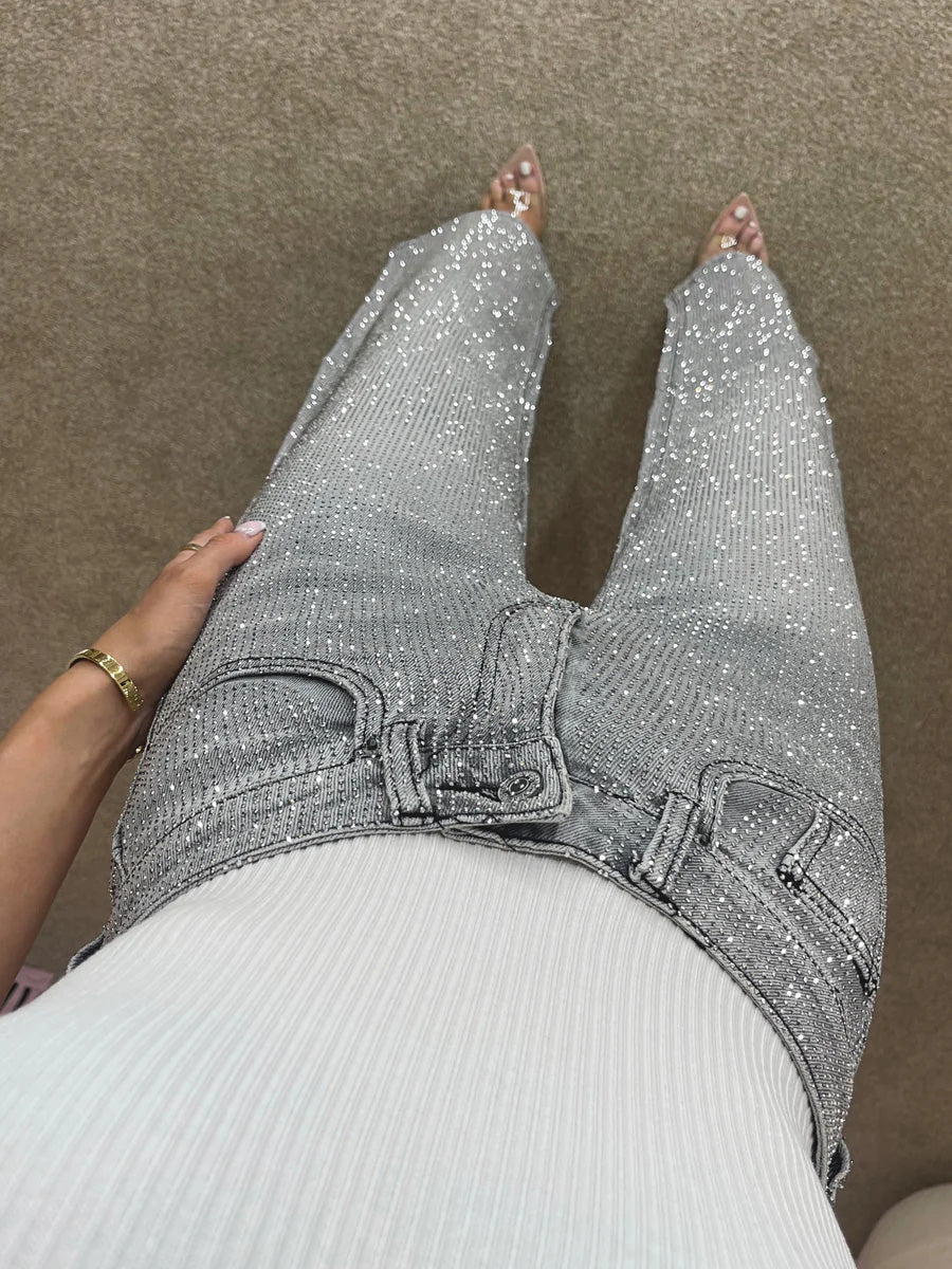 Valenzora | High-Waist-Jeans mit Diamant-Details