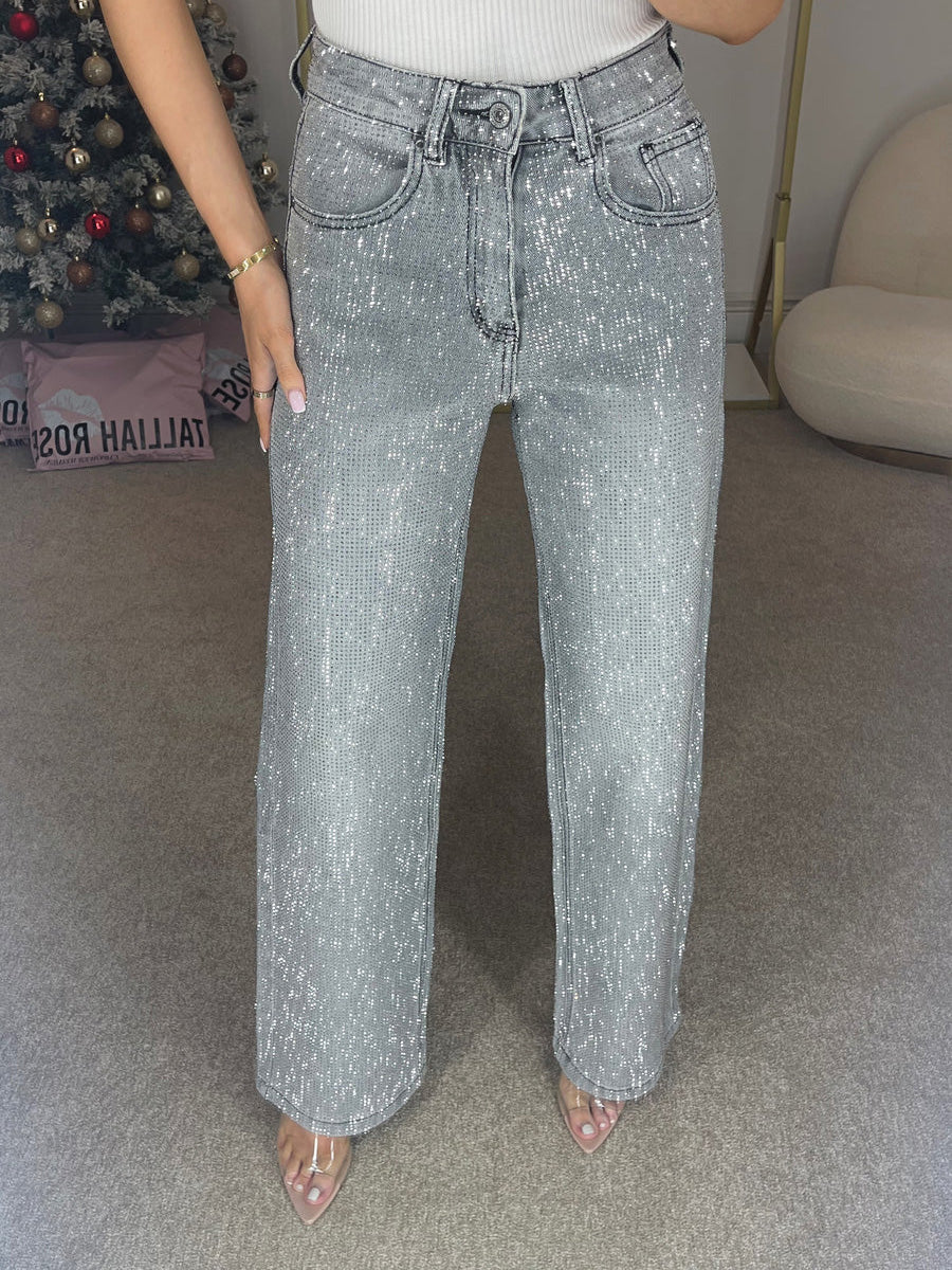 Valenzora | High-Waist-Jeans mit Diamant-Details