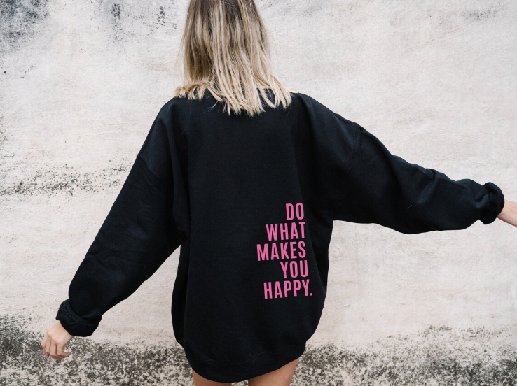 with a happy statement