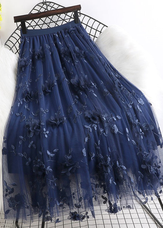 Valenzora | Naturally Embroidered Floral Tulle Skirt Spring