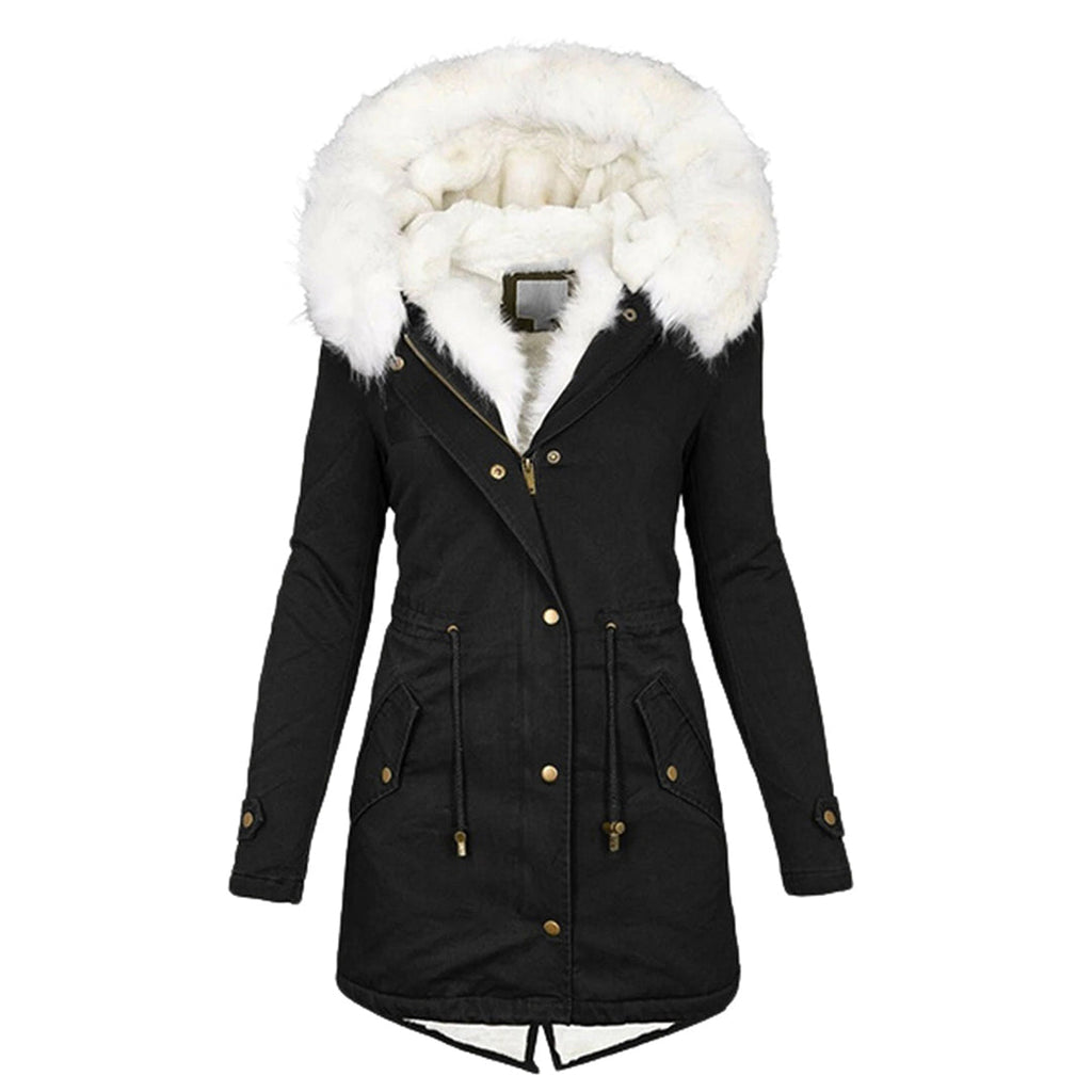 Valenzora Elegant winter jacket with hood and button detail