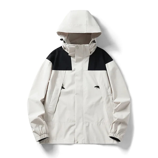 Valenzora - Unisex outdoor windproof and waterproof hooded jackets with long sleeves and color-matched zipper