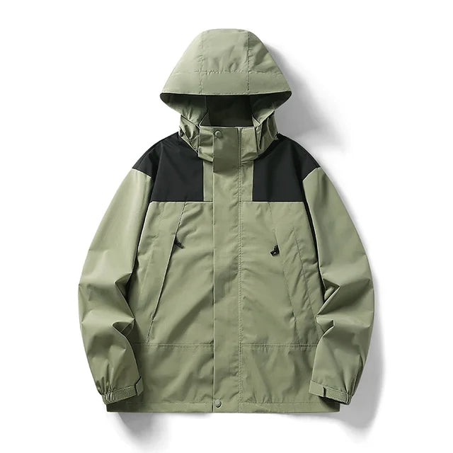 Valenzora - Unisex outdoor windproof and waterproof hooded jackets with long sleeves and color-matched zipper