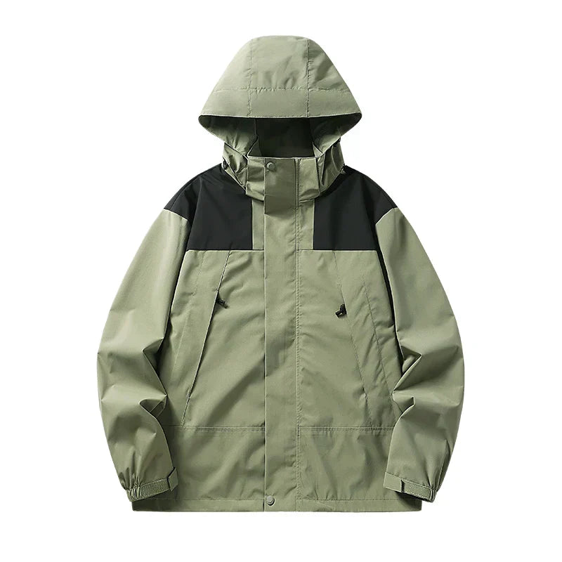Valenzora - Unisex outdoor windproof and waterproof hooded jackets with long sleeves and color-matched zipper