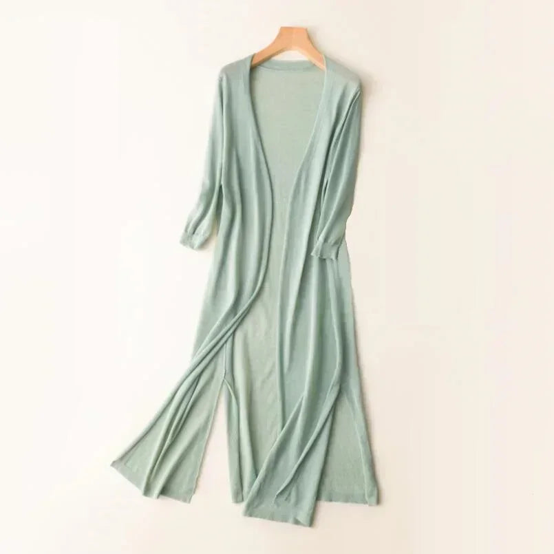 Valenzora | Lange, offene Strickjacke