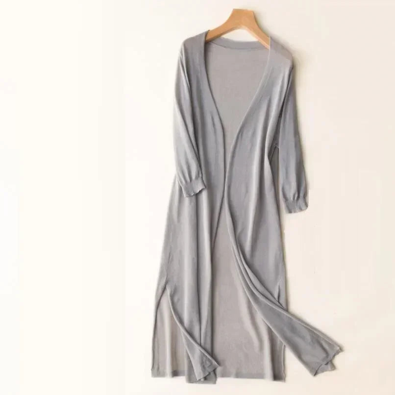 Valenzora | Lange, offene Strickjacke