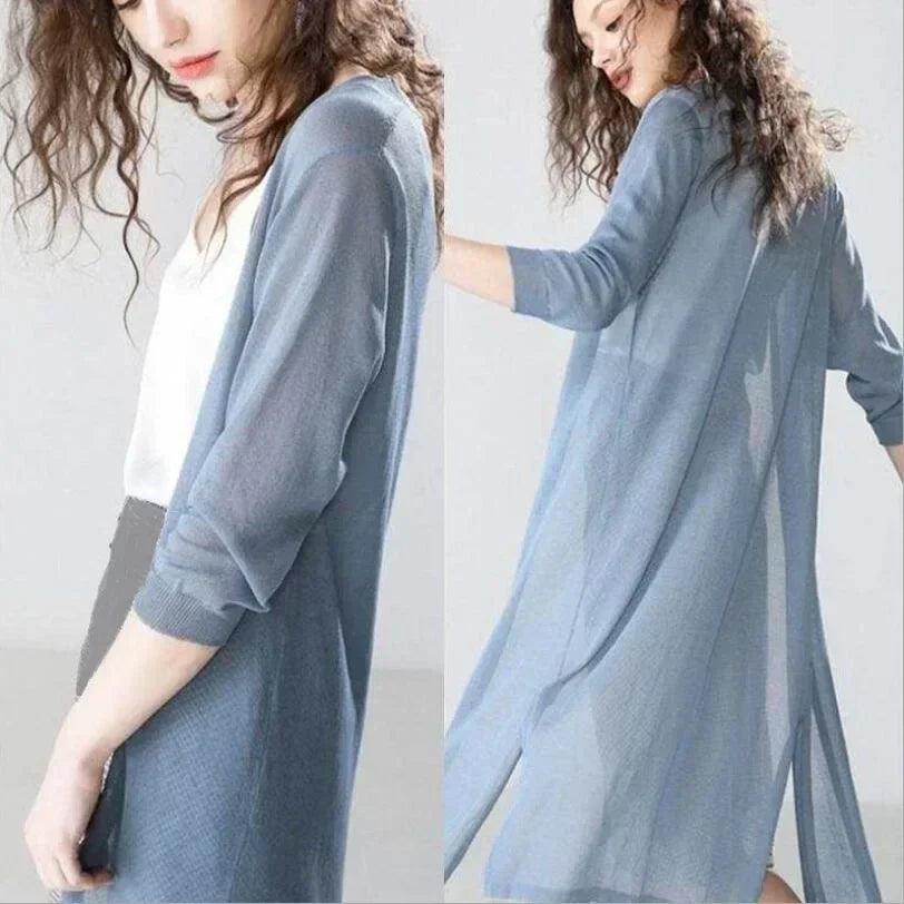 Valenzora | Lange, offene Strickjacke