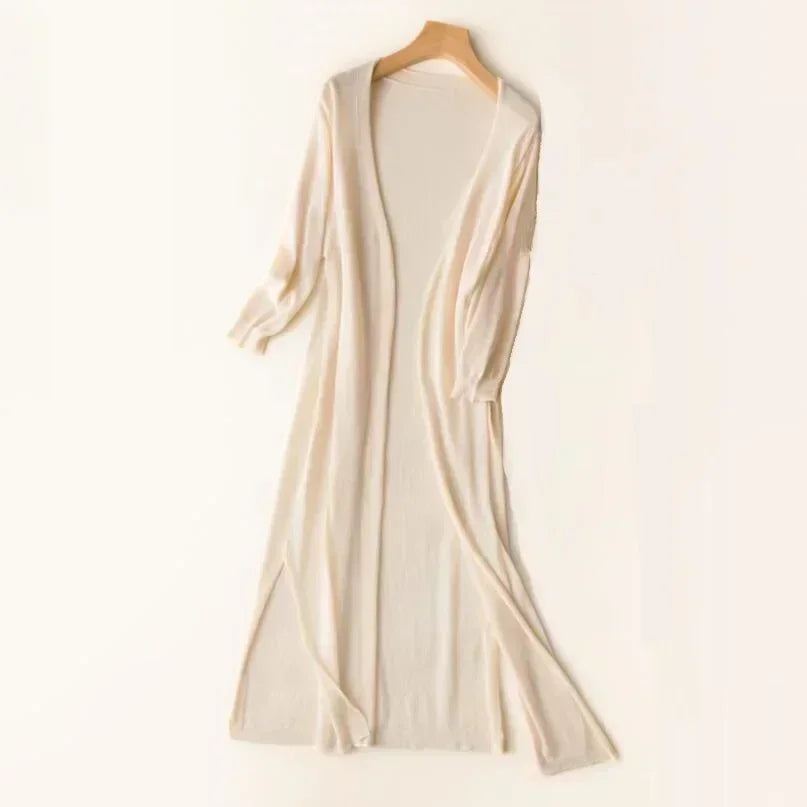 Valenzora | Lange, offene Strickjacke